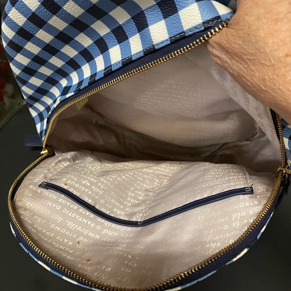 KATE SPADE CUTE ,  Gingham Blue and Cream Backpack Bag - Picture 6 of 9